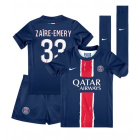 Paris Saint-Germain Warren Zaire-Emery #33 Hemmakläder Barn 2024-25 Kortärmad (+ Korta byxor)